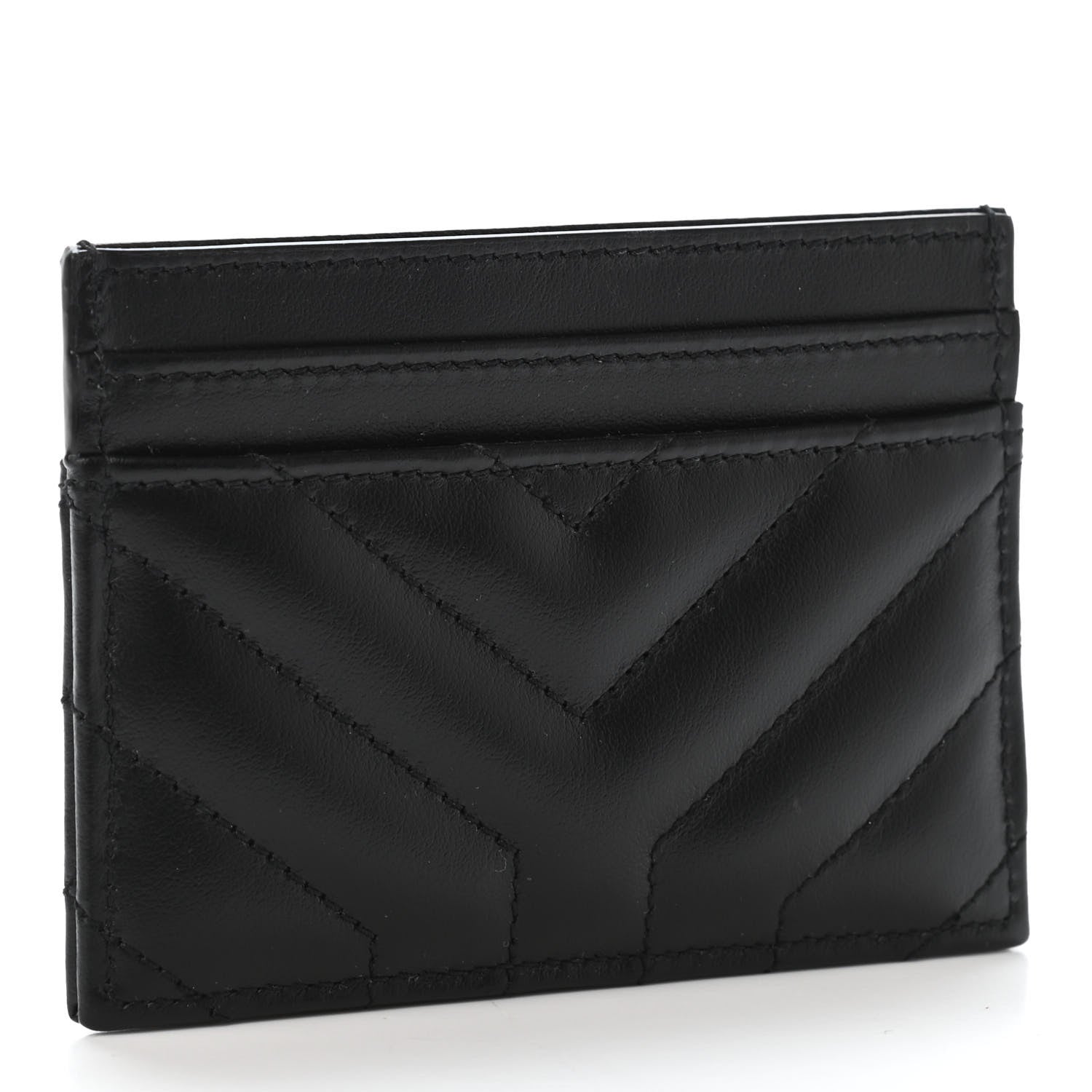 Saint Laurent Calfskin Y Quilted Joan Credit Card Case Black 2 of 4
