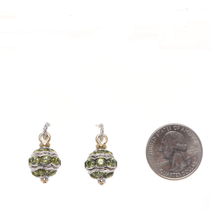 David Yurman Sterling Silver 18K Yellow Gold Peridot Bead Drop Earrings 2 of 4