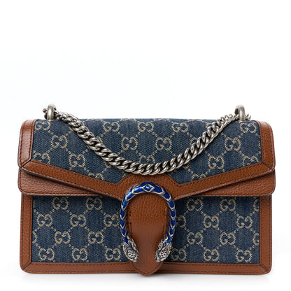 Gucci New Denim GG Monogram Dollar Calfskin Enamel Small Dionysus Shoulder Bag Blue Tea Cuir Epilog Electric Blue 1 of 12