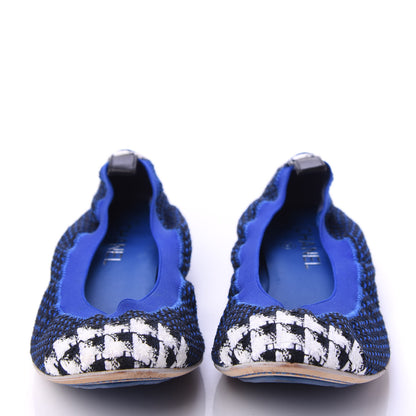 Chanel Tweed CC Elastic Cap Toe Ballerina Flats 40 Blue 2 of 10