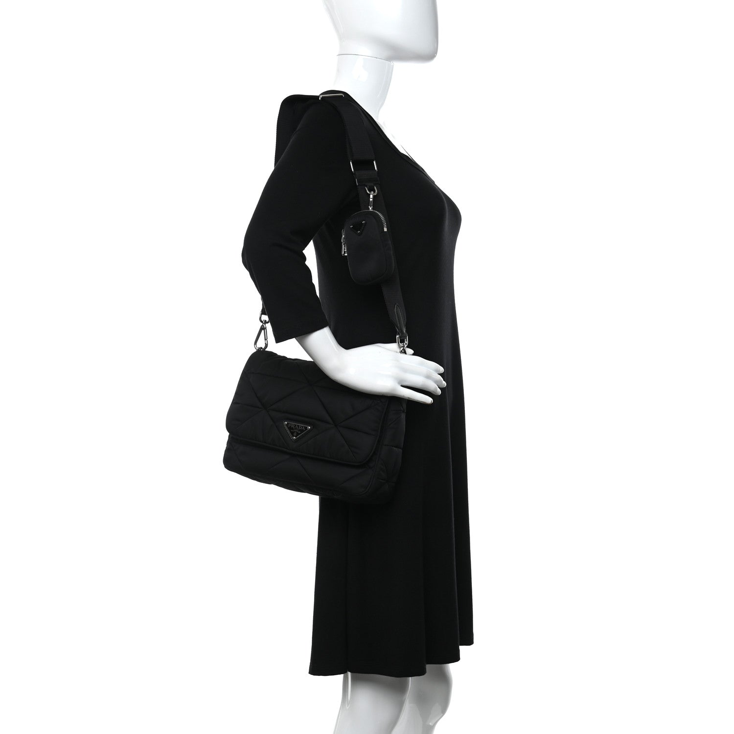 Prada Re-Nylon Quilted Padded Flap Shoulder Bag Black 2 of 12