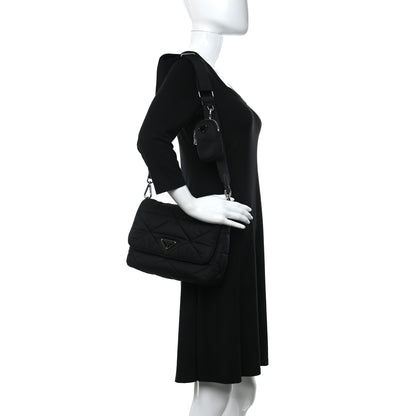 Prada Re-Nylon Quilted Padded Flap Shoulder Bag Black 2 of 12