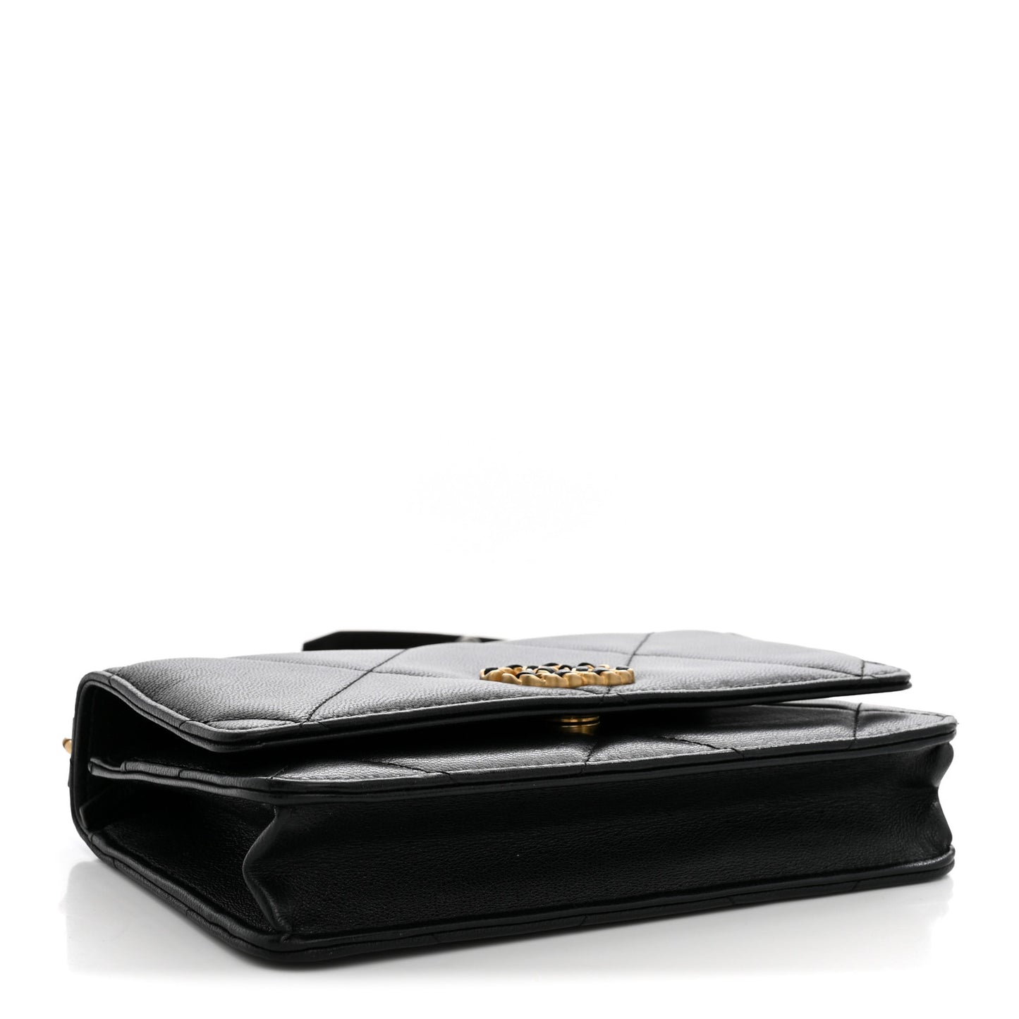 Lambskin Quilted Chanel 19 Wallet On Chain WOC Black