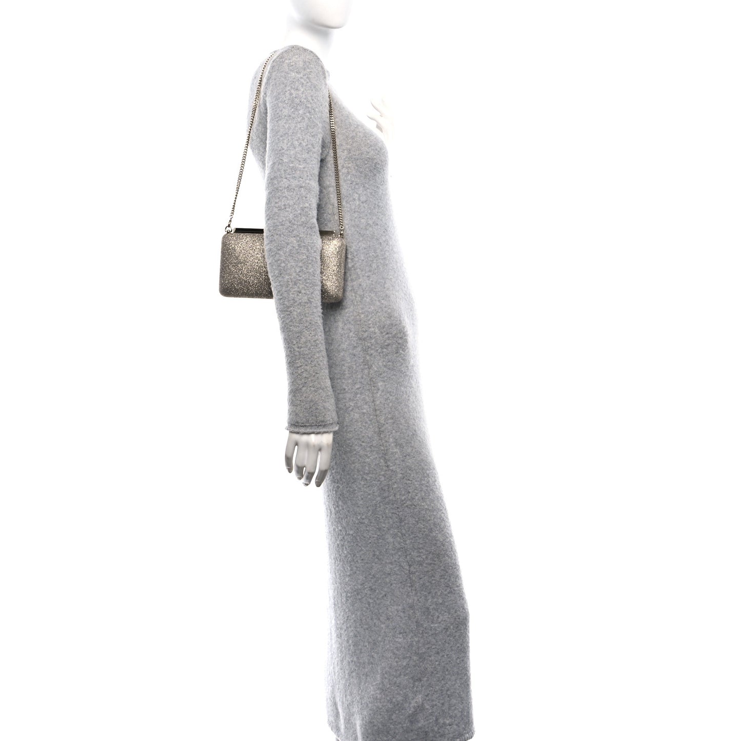 Dusty Glitter Ellipse Clutch Platinum Ice