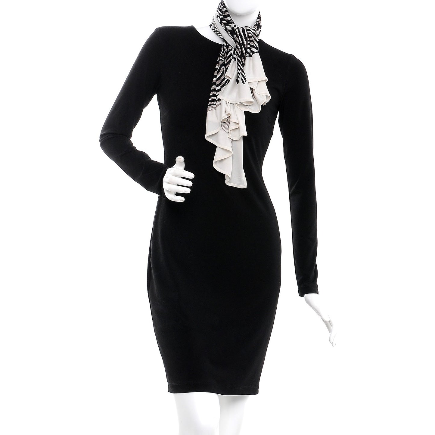 Silk Jersey Onde De Chic Scarf 90 Blanc Noir Sepia