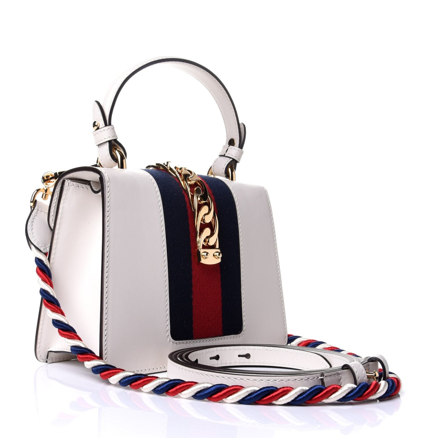Calfskin Mini Sylvie Top Handle Bag White