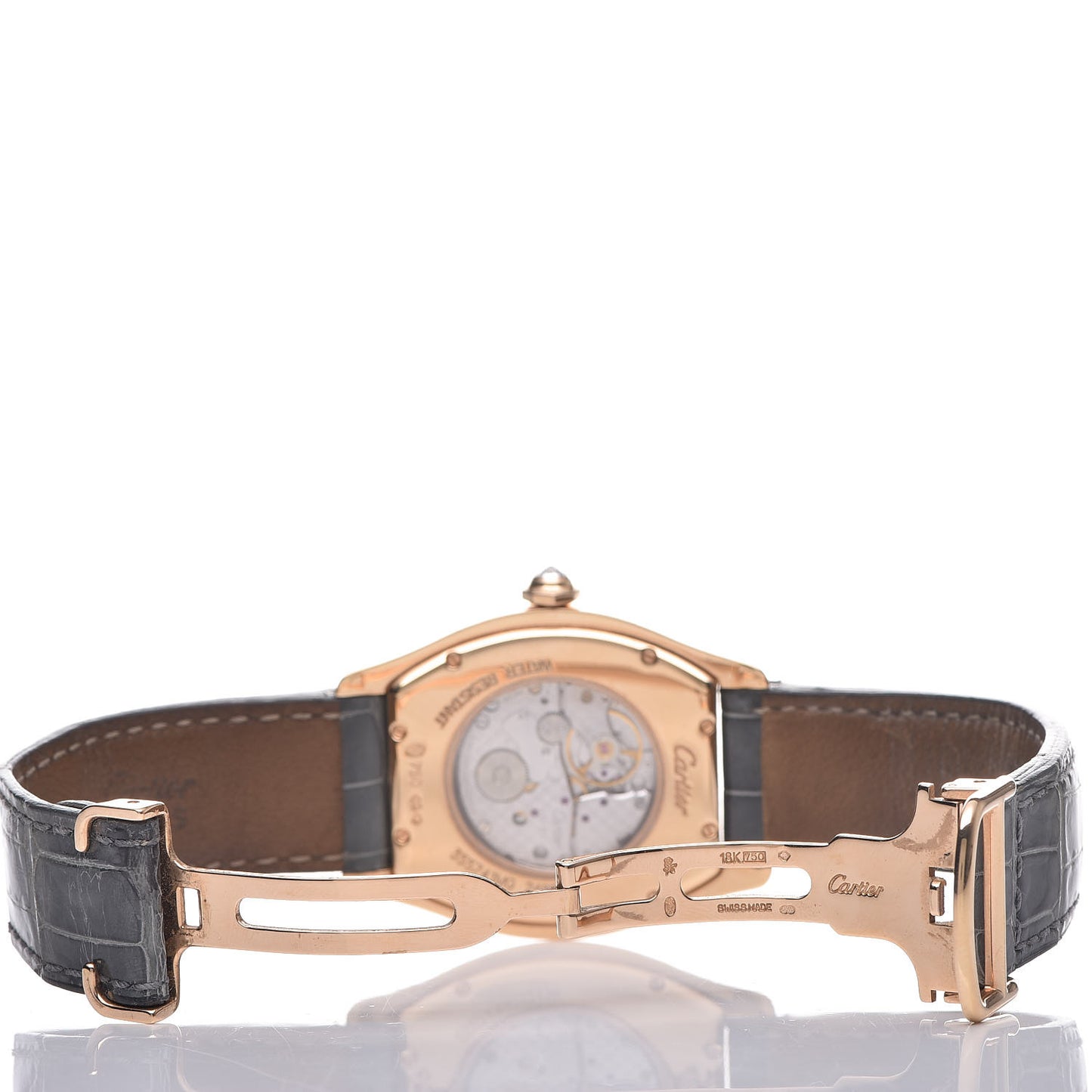 18K Pink Gold Alligator Diamond Bezel 34mm Tortue Automatic Watch Grey