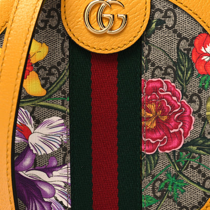 Gucci GG Supreme Monogram Flora Web Mini Ophidia Round Shoulder Bag Beige Multicolor Crop 8 of 11