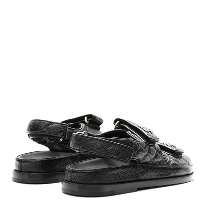 Chanel Grained Calfskin Velcro Dad Sandals 35 Black 5 of 10
