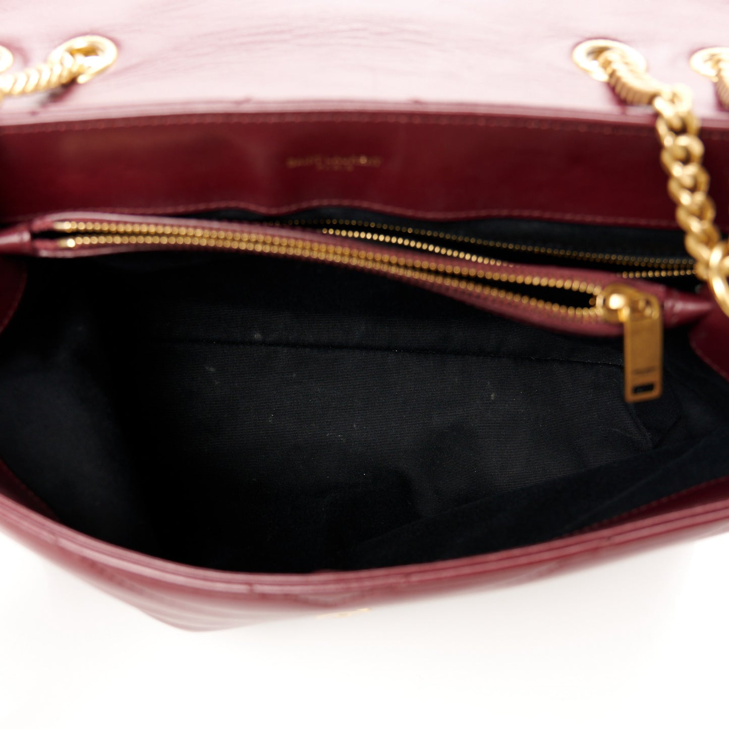 Calfskin Y Quilted Monogram Medium Loulou Chain Satchel Rouge Legion