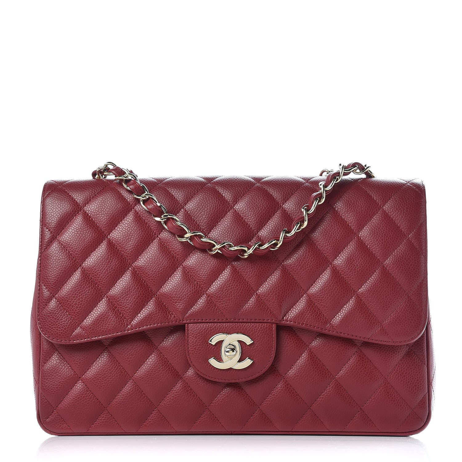 Chanel Caviar Quilted Jumbo Single Flap Dark Red 1 of 9