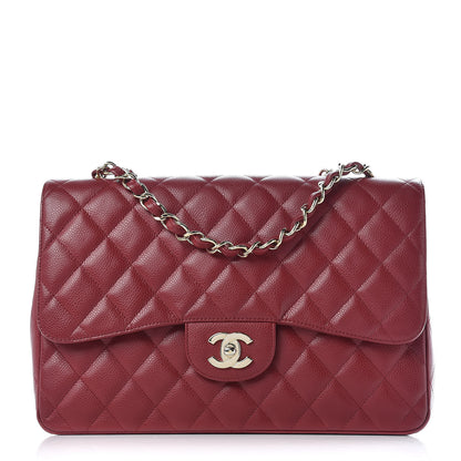Chanel Caviar Quilted Jumbo Single Flap Dark Red 1 of 9