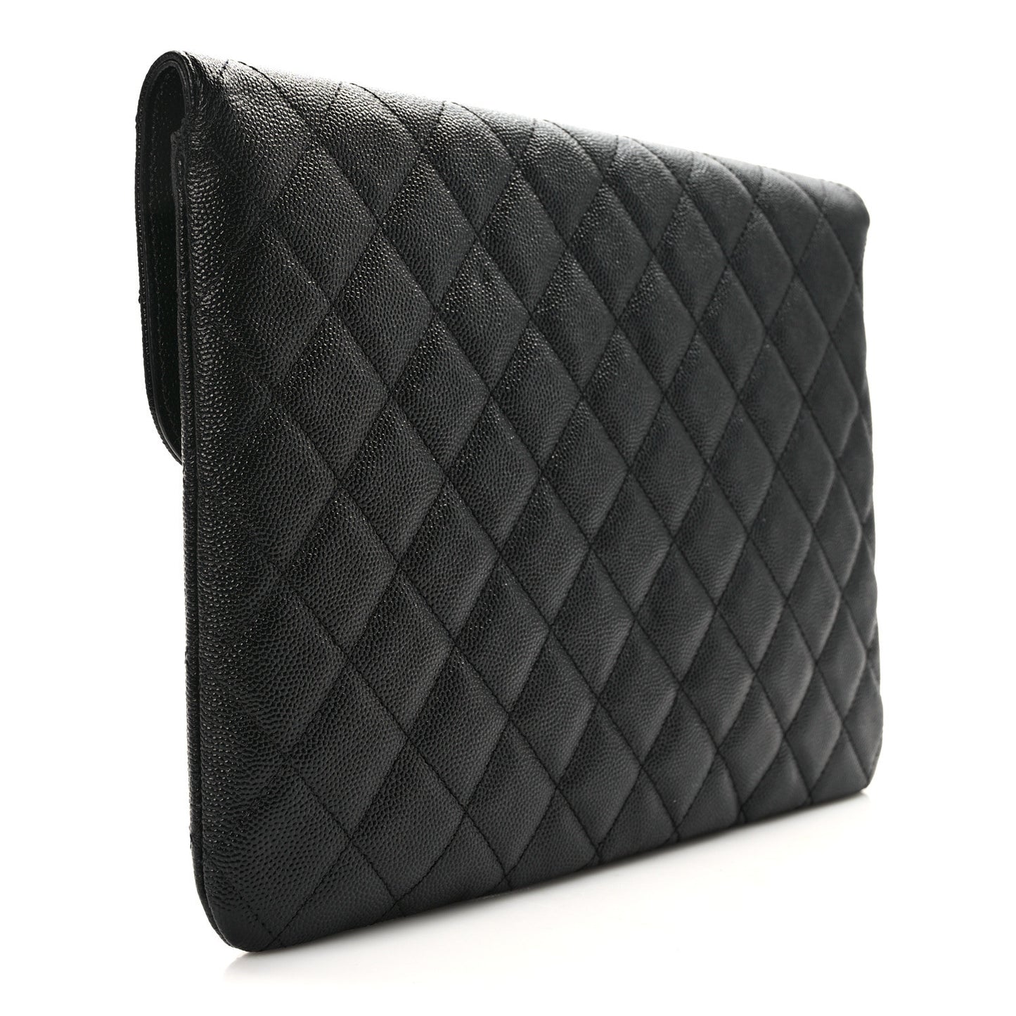 Caviar Quilted Medium Golden Class Pouch Black