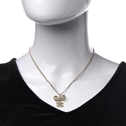 Chanel Crystal CC Bow Necklace Gold 2 of 5