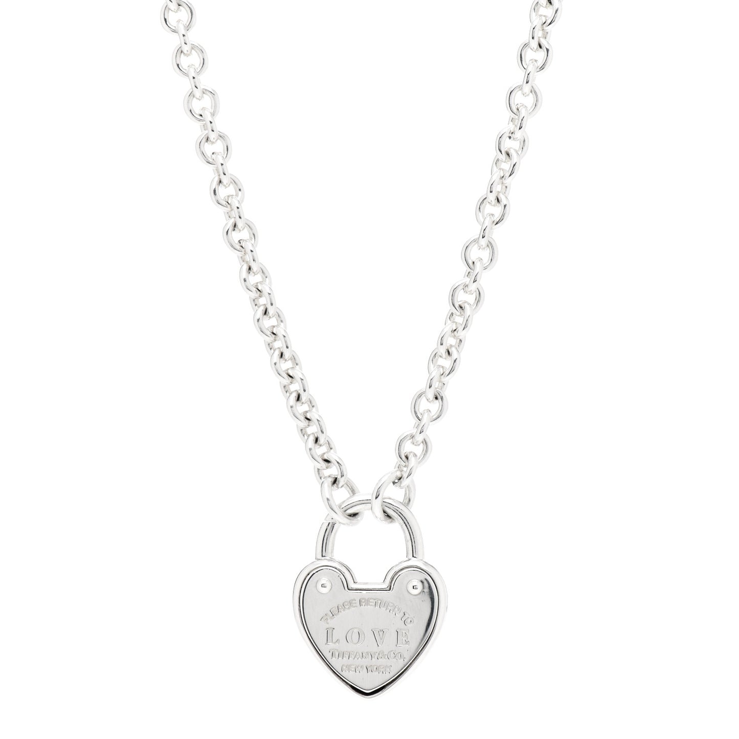 Sterling Silver Return To Tiffany Love Heart Lock Pendant Necklace
