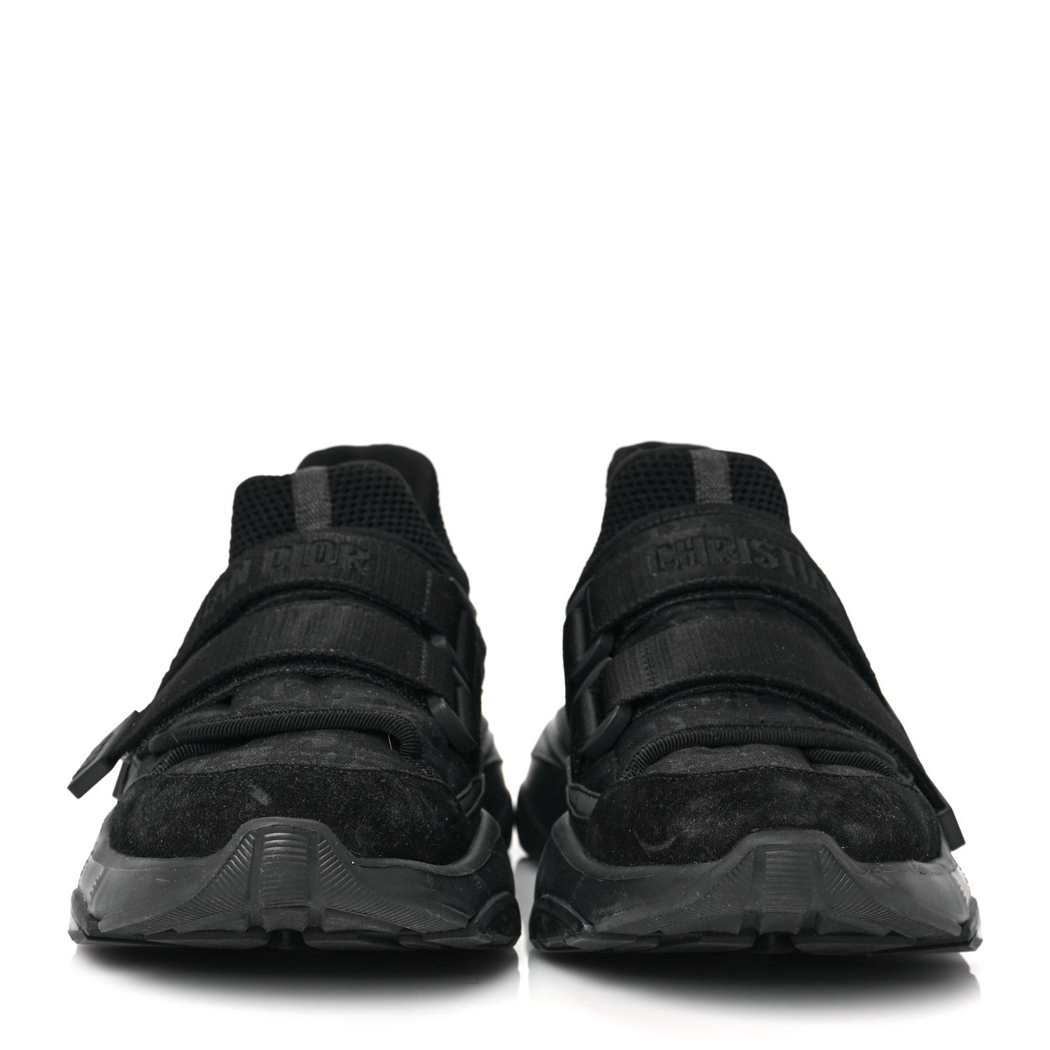 Christian Dior Shiny Oblique Technical Fabric Nylon Womens D-Wander Sneakers 38 Black 2 of 8