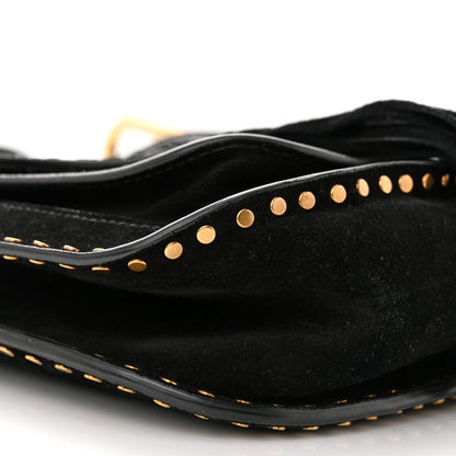 Chloe Suede Calfskin Braided Small Hudson Shoulder Bag Black 9 of 11