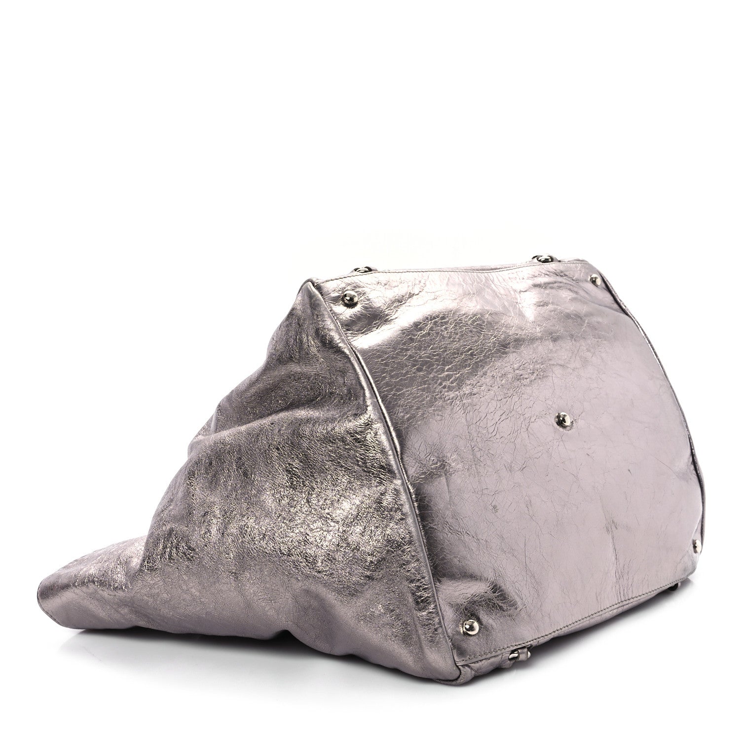 Chanel Metallic Cracked Calfskin Modern Chain Tote Dark Silver