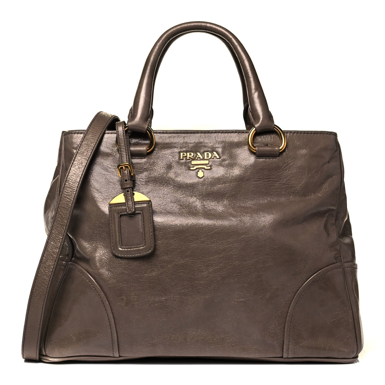 Prada Vitello Shine Tote Giunco 1 of 8