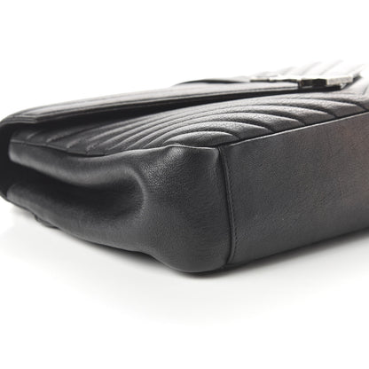 Saint Laurent Sheepskin Matelasse Chevron Monogram Large College Satchel Black 6 of 9