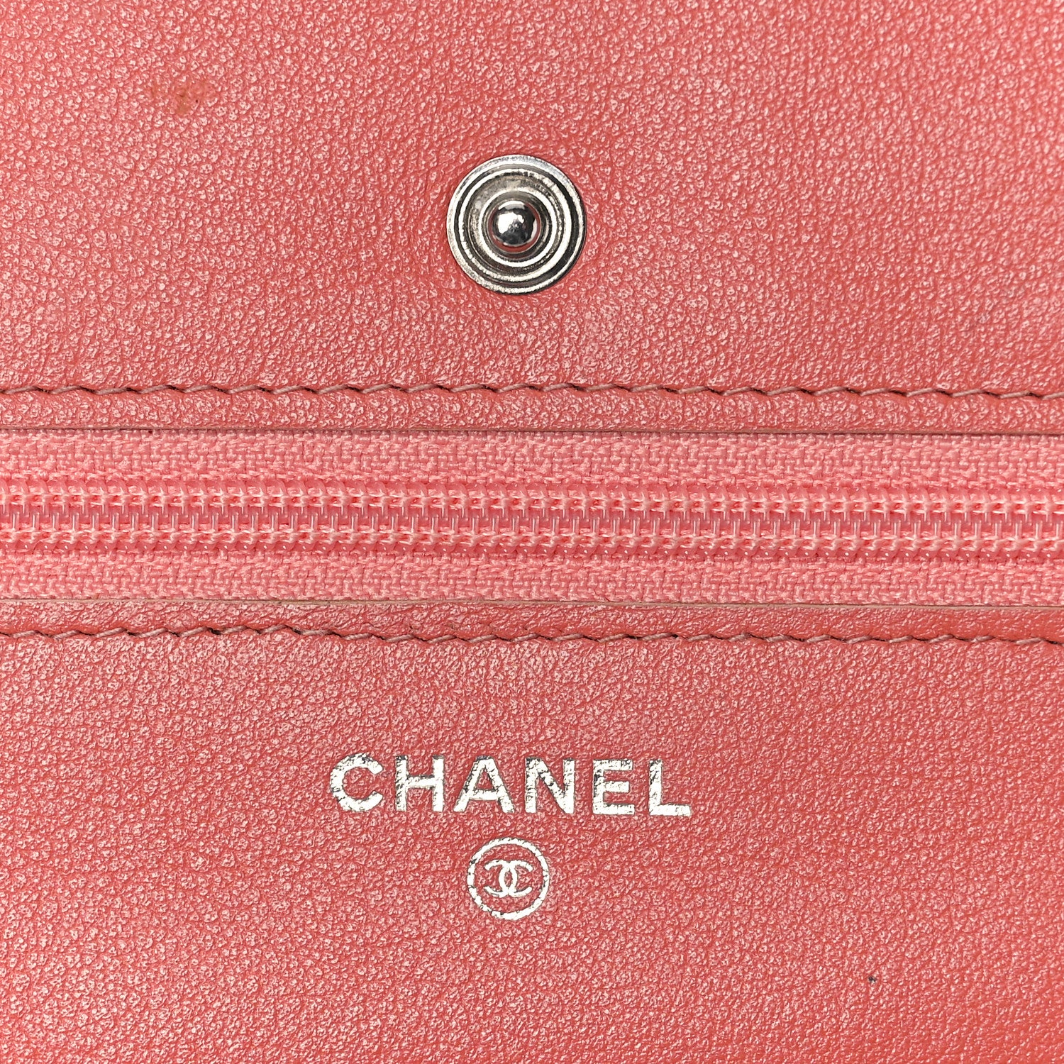 Chanel Caviar Timeless CC Wallet On Chain WOC Coral 6 of 17