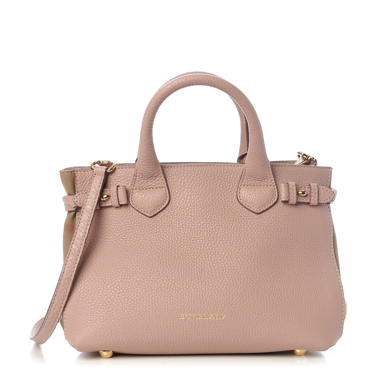 Grainy Calfskin House Check Small Banner Tote Pale Orchid