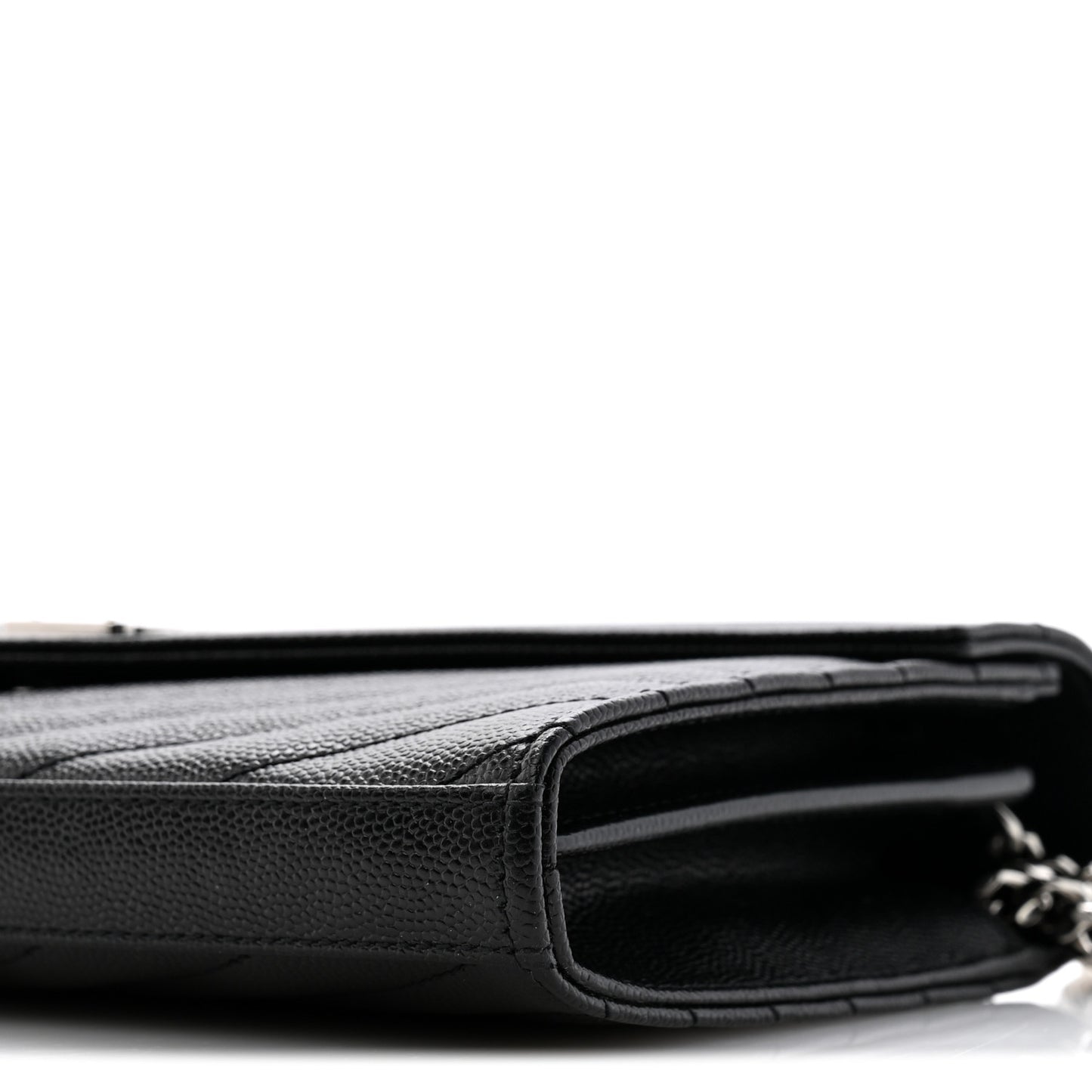 Grain De Poudre Matelasse Chevron Monogram Chain Wallet Black Black