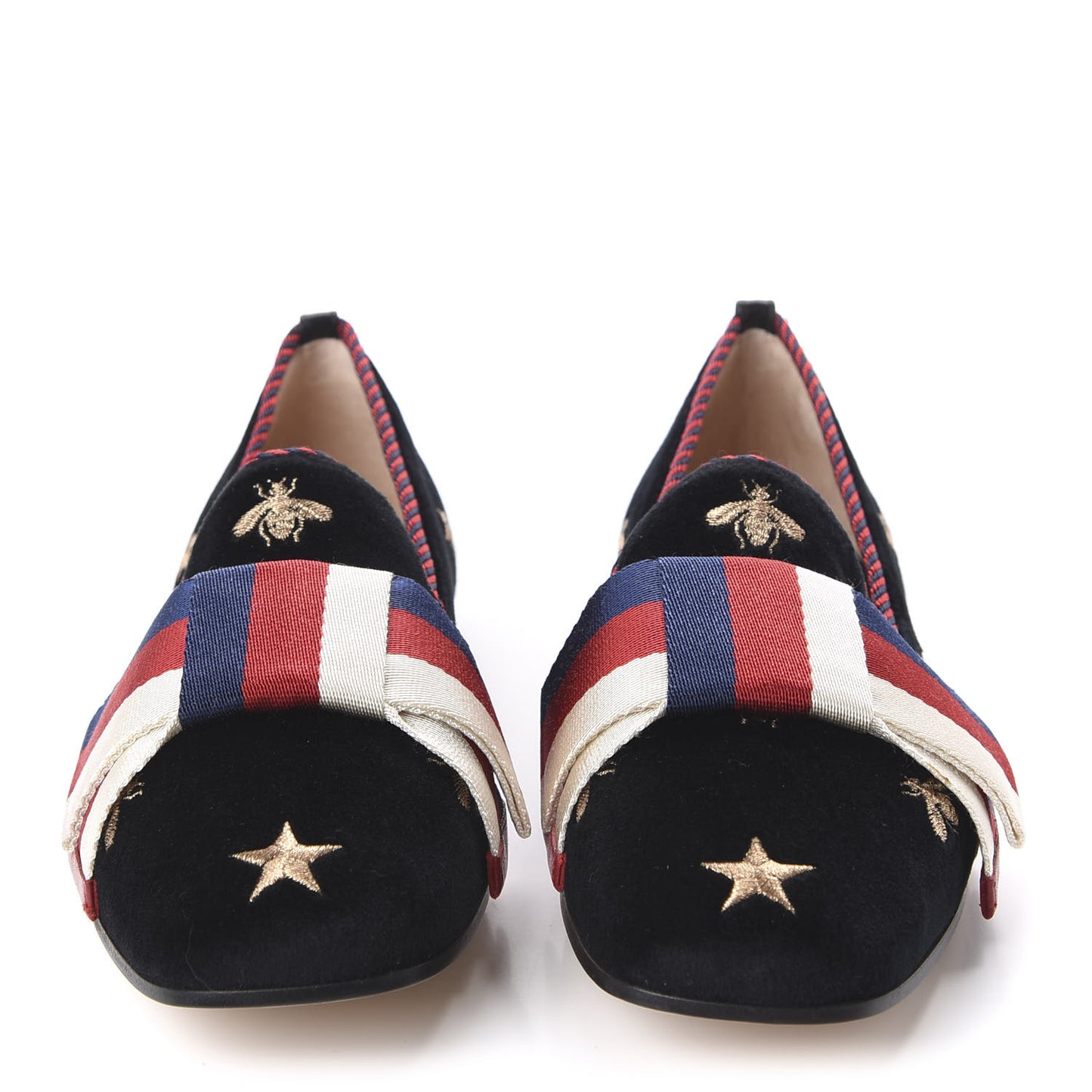 Velvet Bee Star Embroidered Sylvie Bow Loafers 36 Black