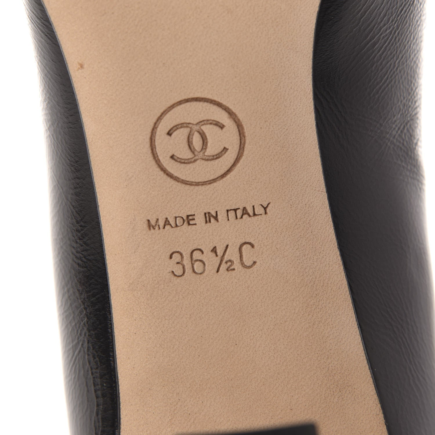 Chanel Crumpled Calfskin Patent Cap Toe CC Pumps 36.5 Black 6 of 8