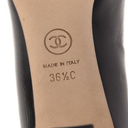 Chanel Crumpled Calfskin Patent Cap Toe CC Pumps 36.5 Black 6 of 8