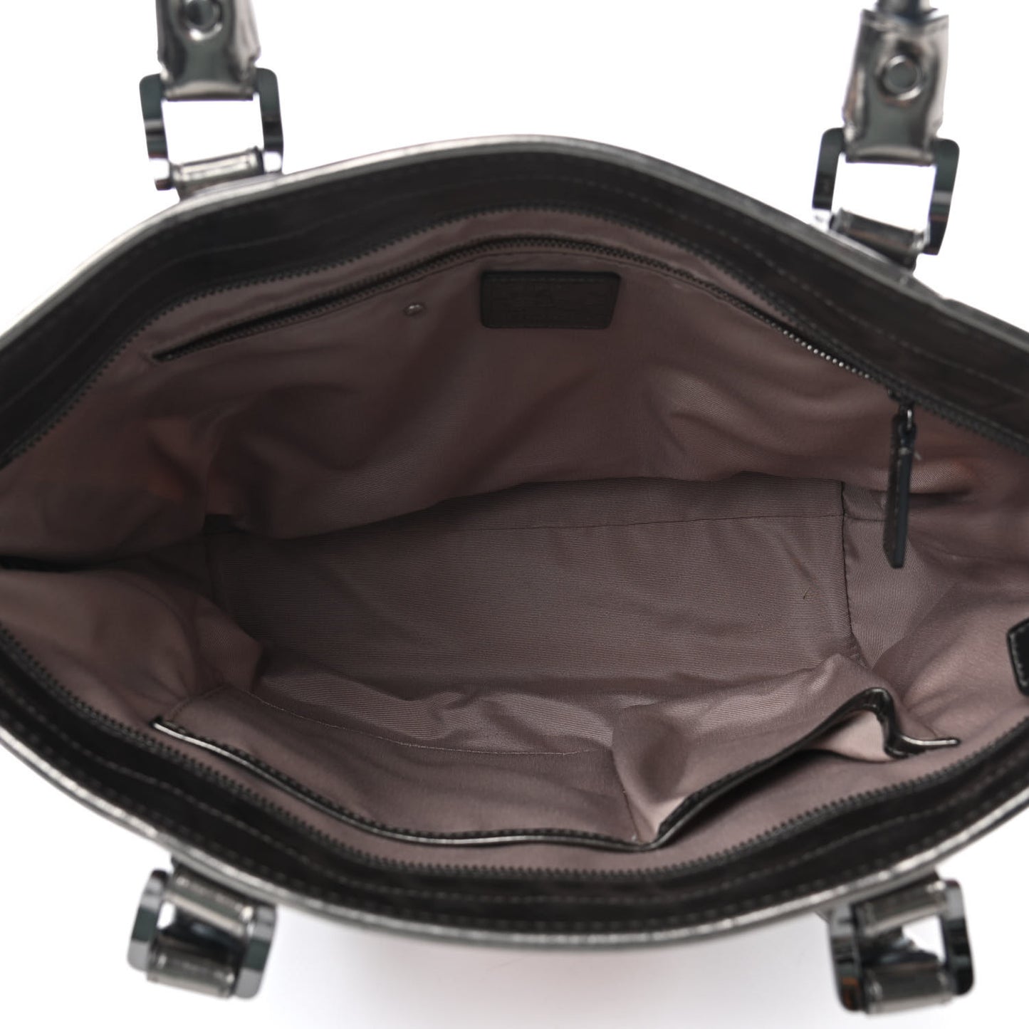 Metallic Calfskin Nova Check Tote Pewter