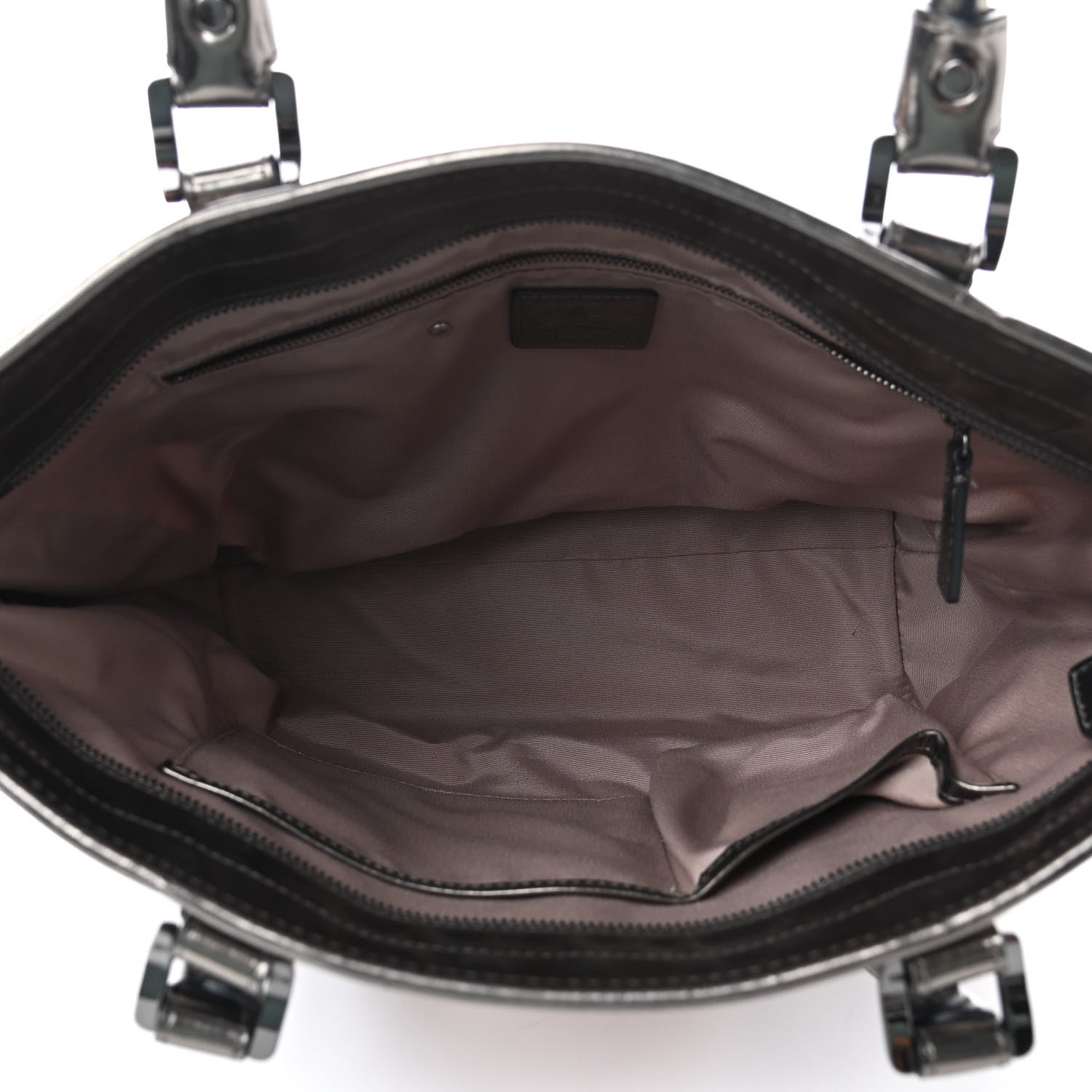 Burberry Metallic Calfskin Nova Check Tote Pewter 4 of 6