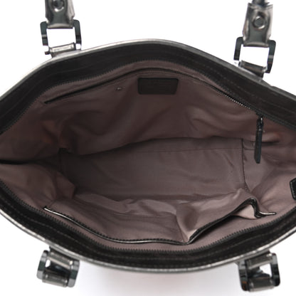 Burberry Metallic Calfskin Nova Check Tote Pewter 4 of 6