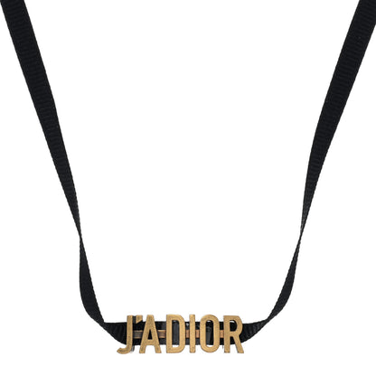 Christian Dior Grosgrain Ribbon J'Adior Logo Choker Necklace Black 1 of 4