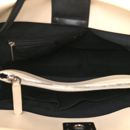 Chanel Glazed Calfskin Boy Tote Black Beige 5 of 26