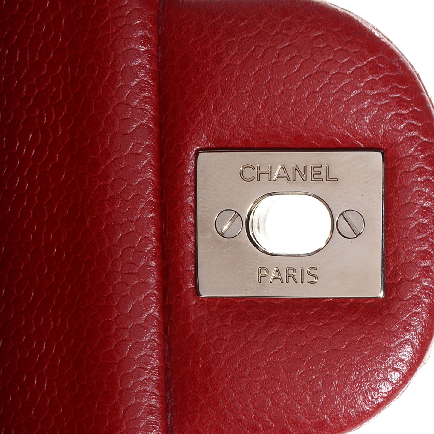 Caviar Medium Double Flap Dark Red