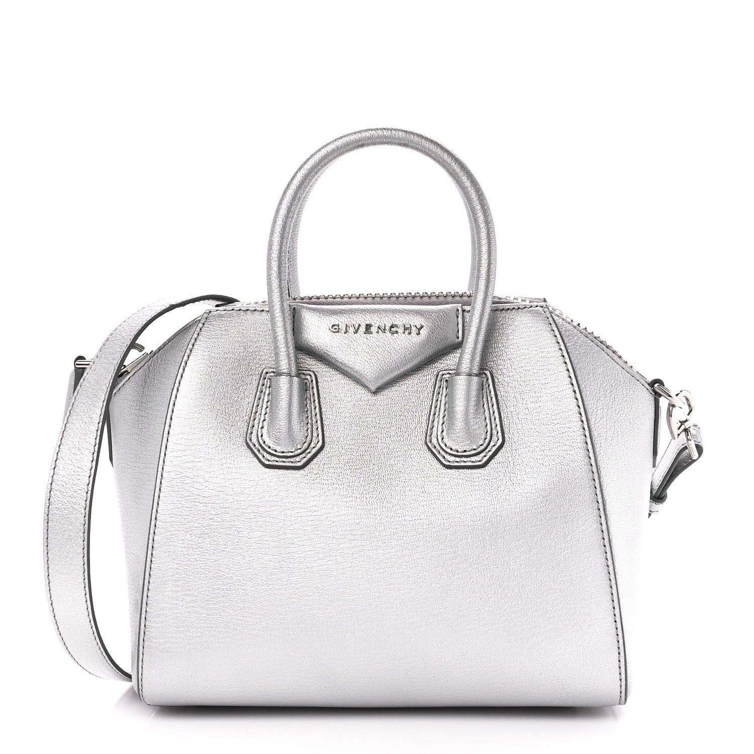 Givenchy Metallic Sugar Goatskin Mini Antigona Silver 1 of 10