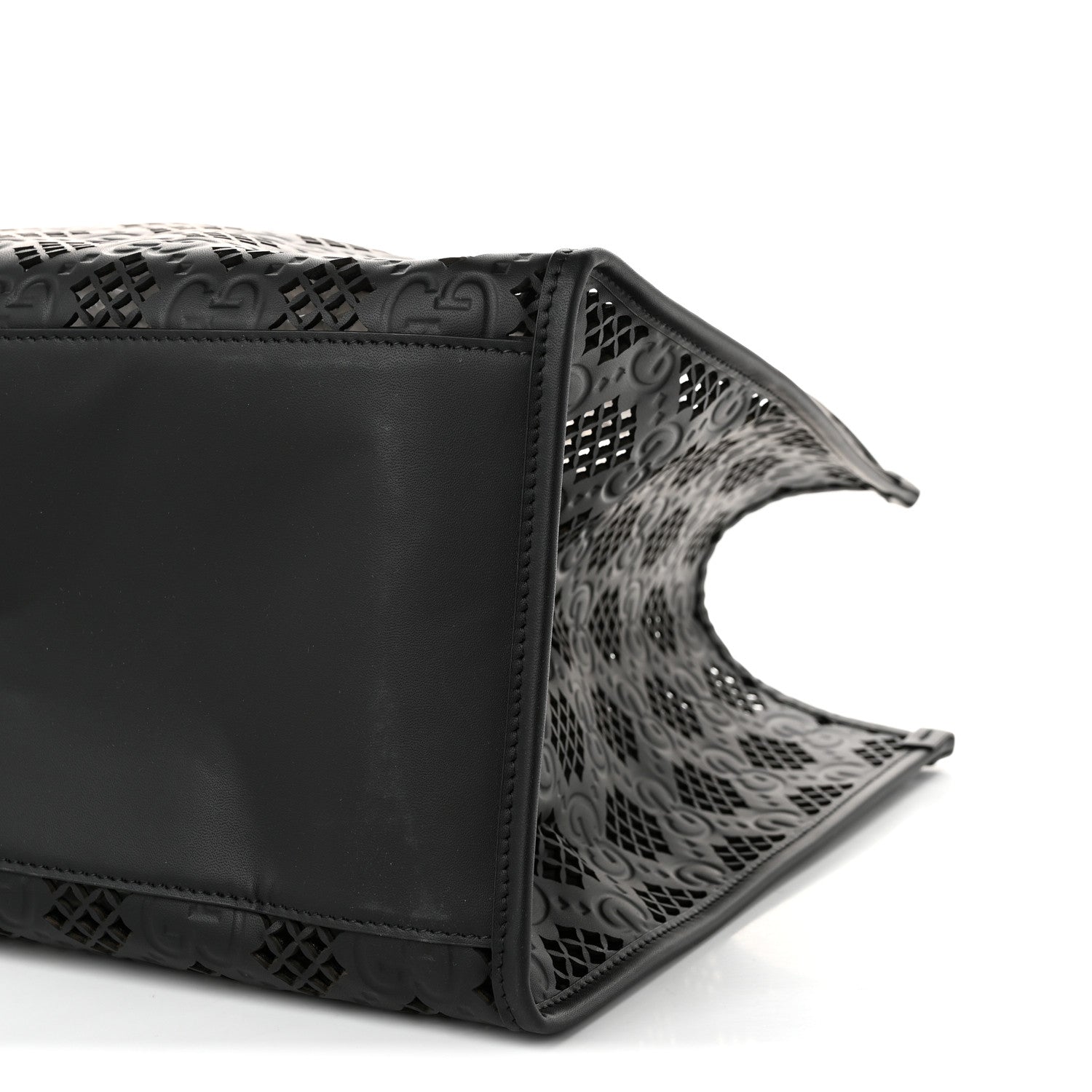 Gucci Calfskin GG Monogram Diamond Cut Medium Ophidia Tote Bag Black 11 of 11