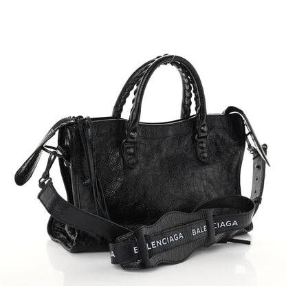Balenciaga Agneau Classic Hardware S City Logo Strap Black White 3 of 9