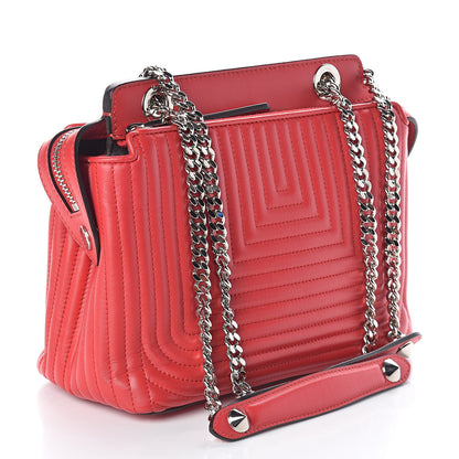 Fendi Shiny Nappa Trapuntata Small DotCom Click Chain Satchel Rojo 3 of 10