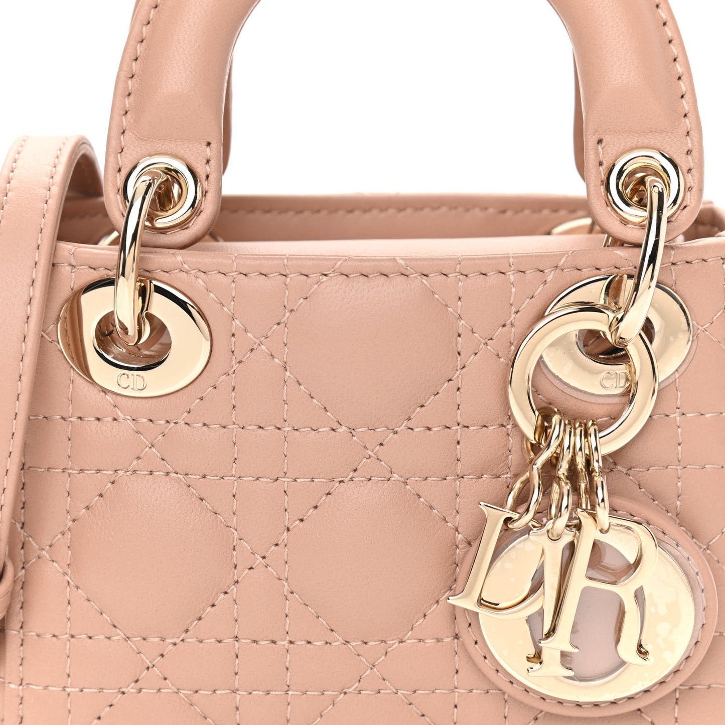 Lambskin Cannage Micro Lady Dior Rose Des Vents