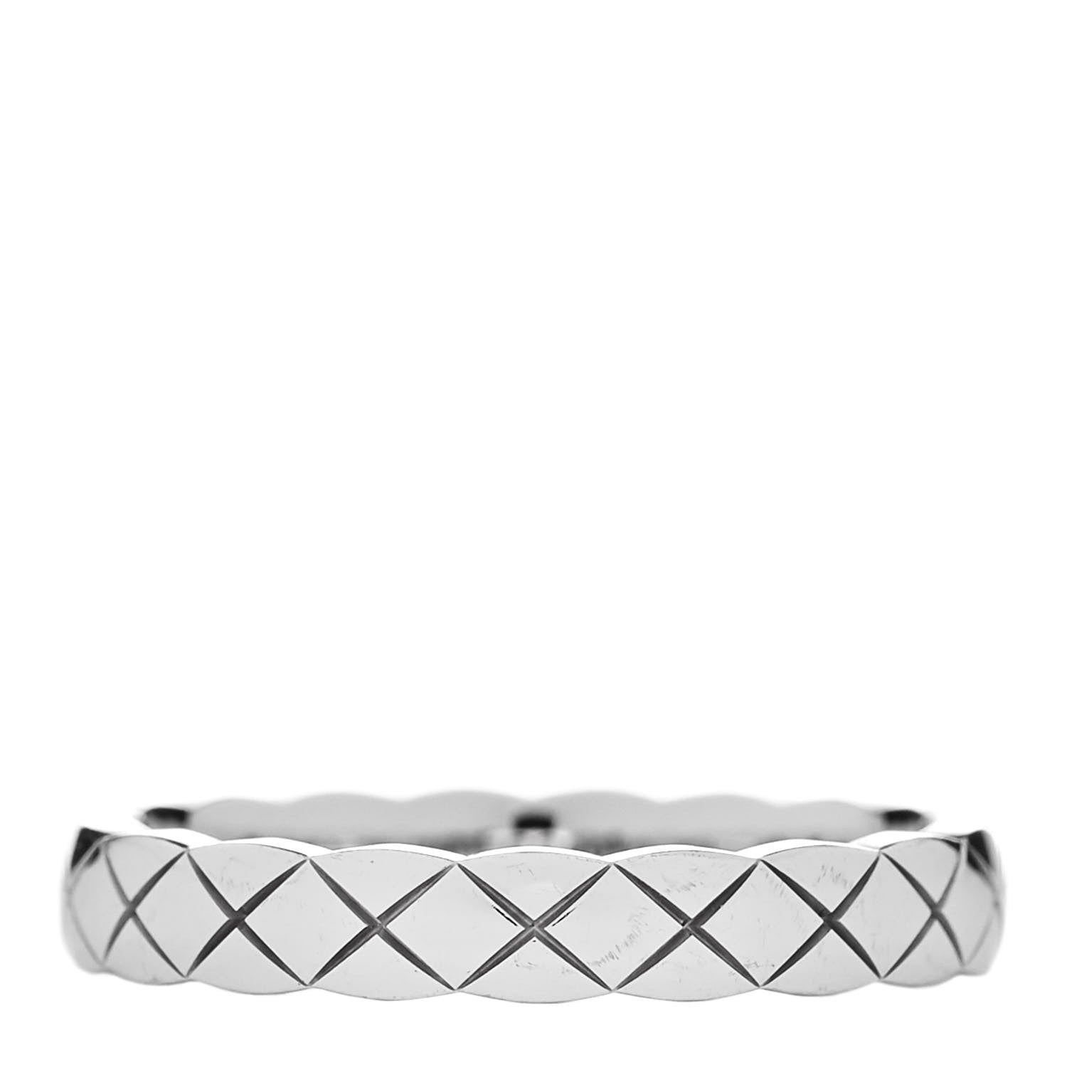 Chanel 18K White Gold Mini Coco Crush Ring 54 6.75 1 of 5