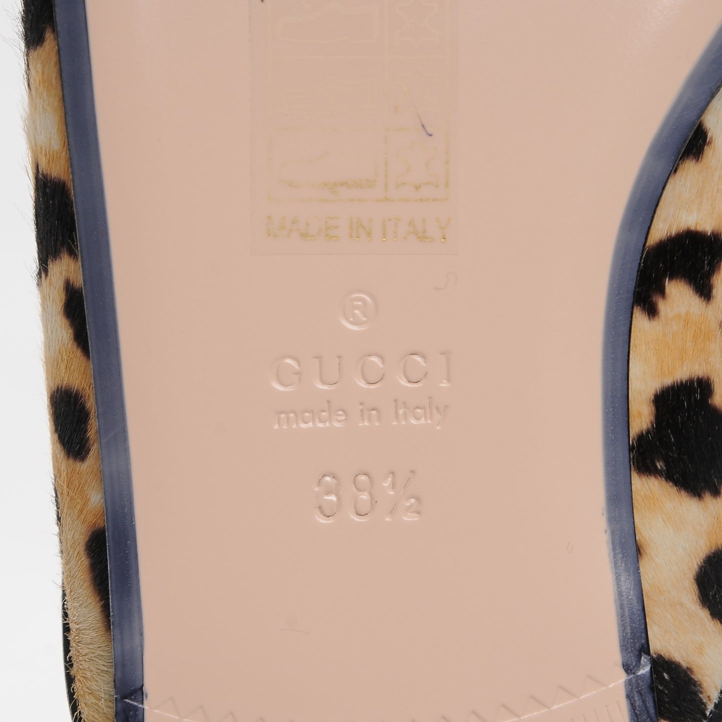 Calf Hair Leopard Print Womens Princetown Slippers 38.5 Naturale Black