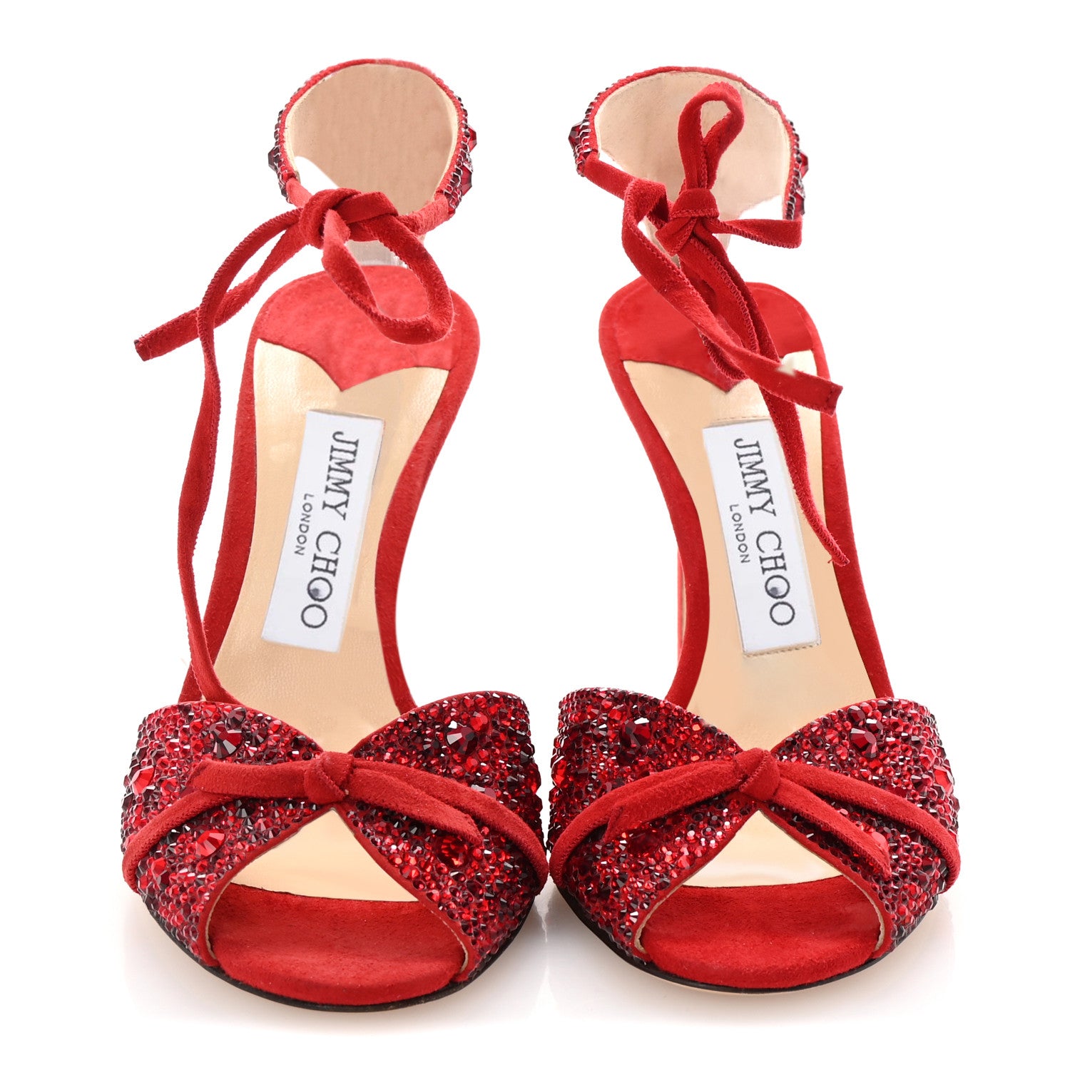 Jimmy Choo Suede Crystal Talaya 100 Pumps 35.5 Red 3 of 9