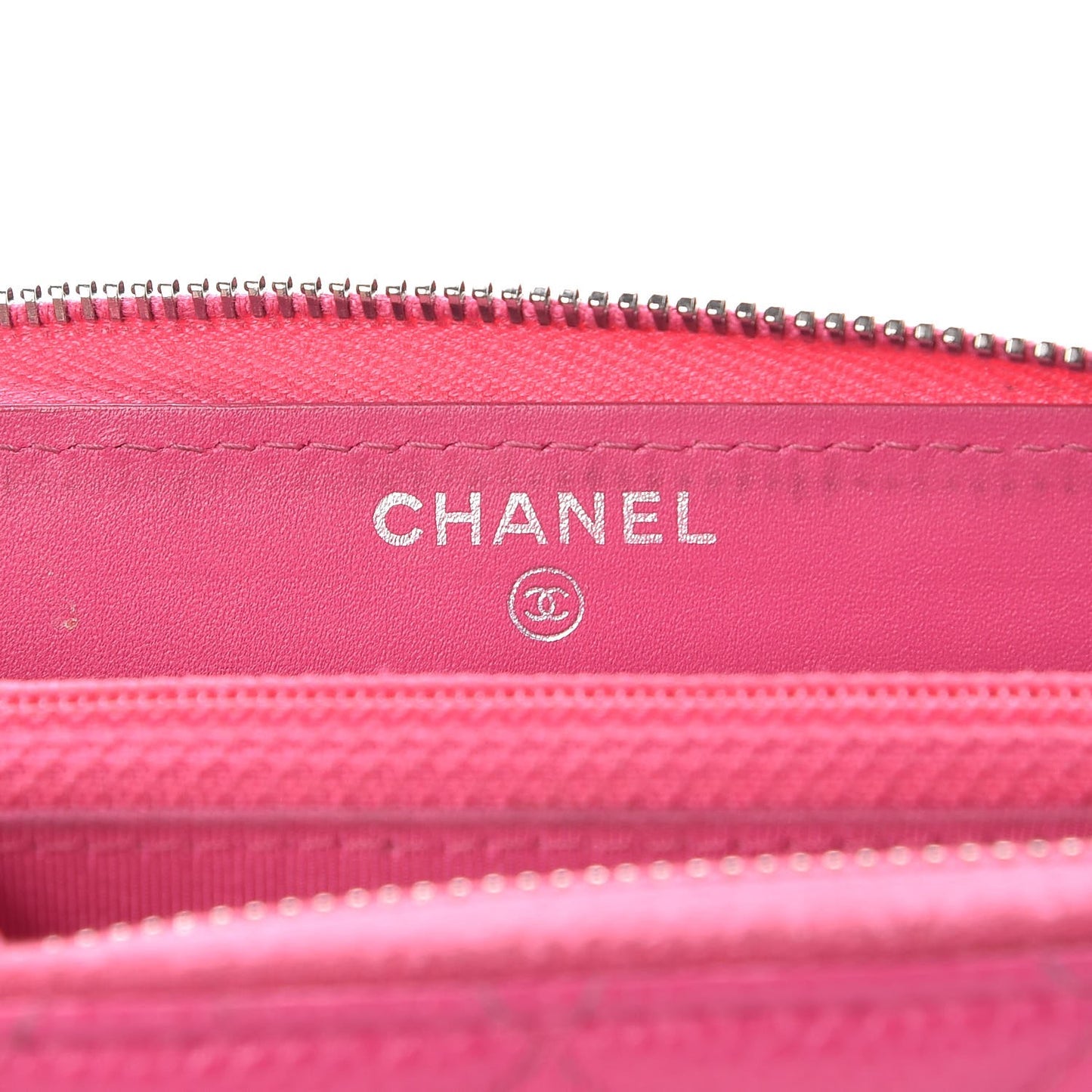 Caviar Quilted Small Zip Around Wallet Pink