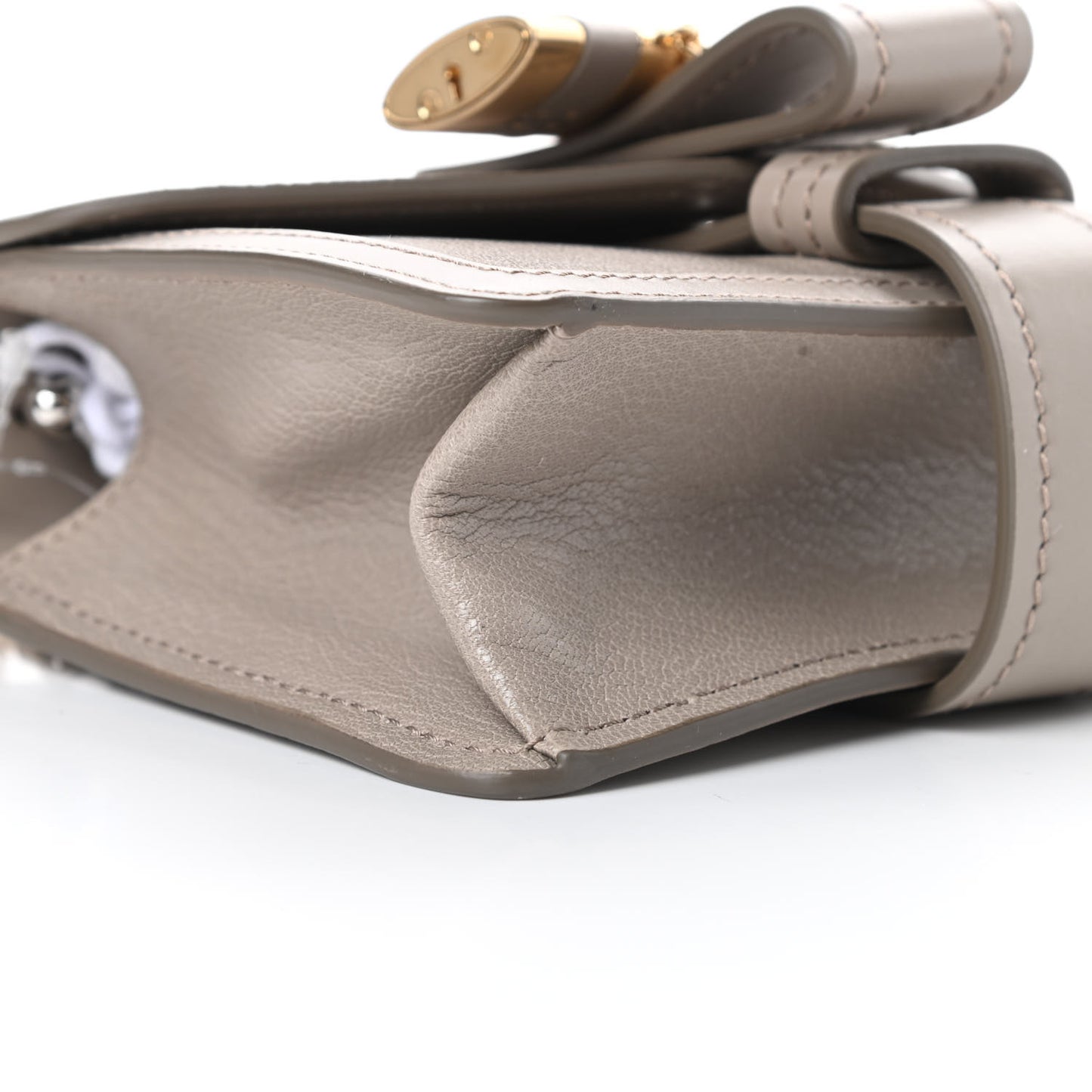 Shiny Goatskin Calfskin Mini Aby Chain Shoulder Bag Motty Grey