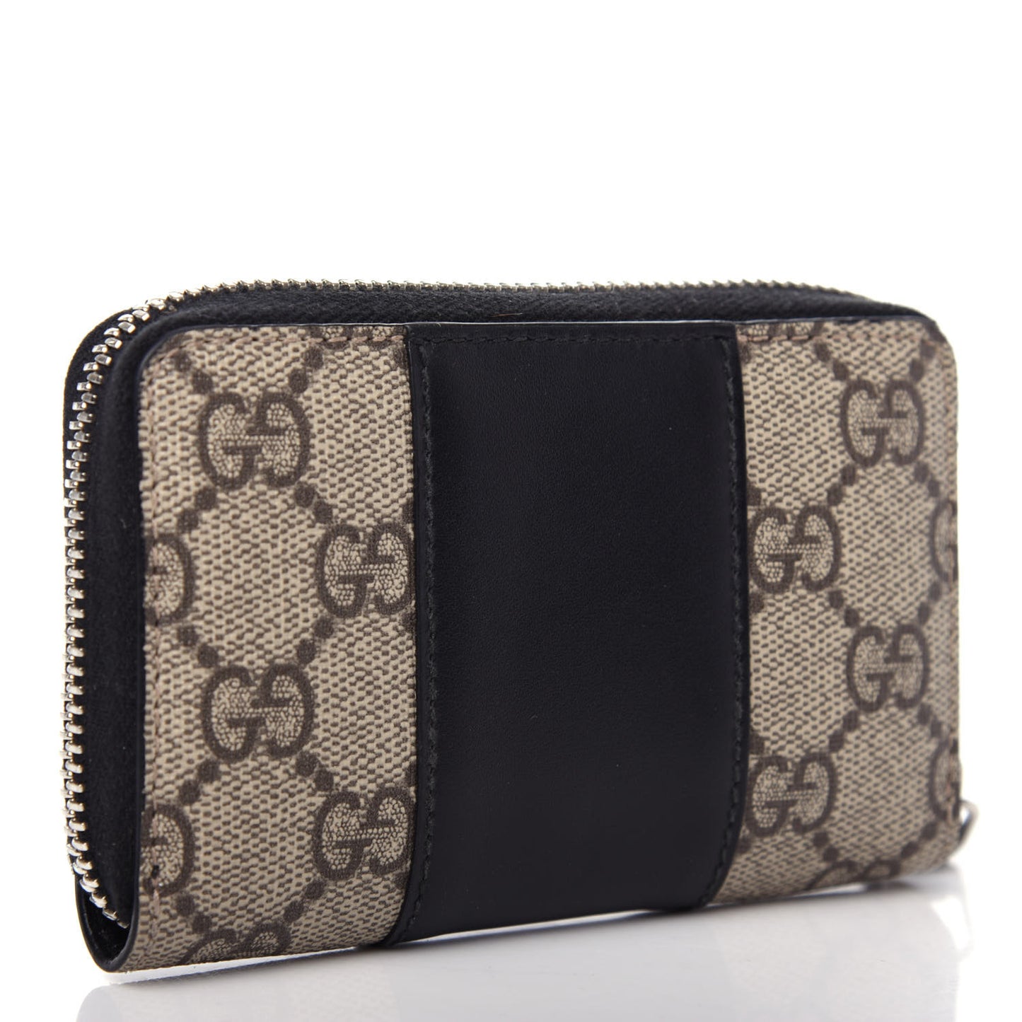 GG Supreme Monogram Zip Around Card Case Black