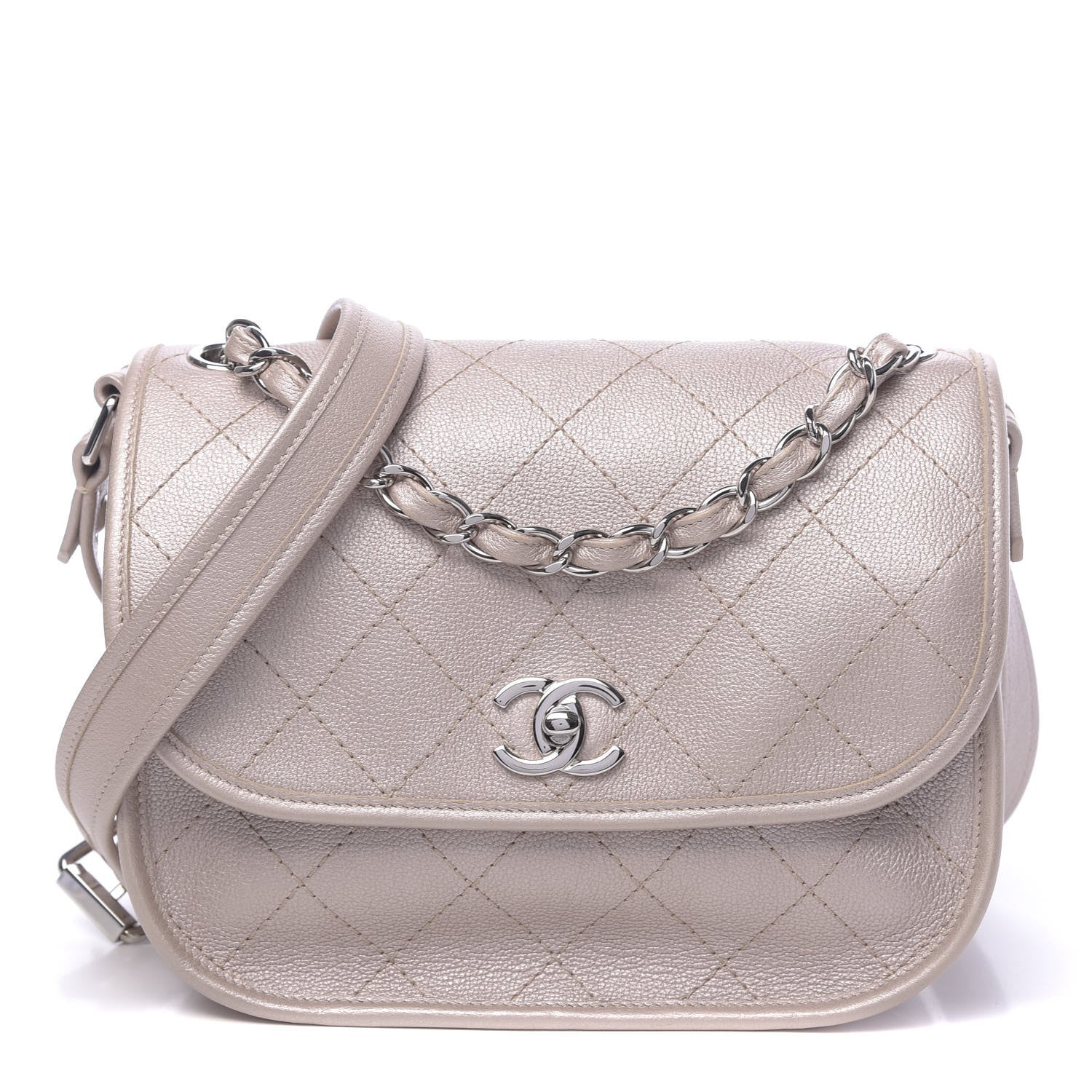 Chanel Metallic Calfskin Quilted Jungle Stroll Messenger Bag Gold 1 of 10