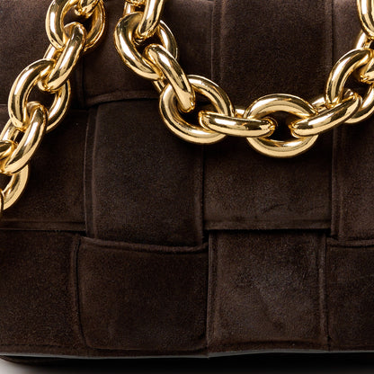 Bottega Veneta Suede Maxi Intrecciato Padded Chain Cassette Crossbody Bag Fondant 10 of 12