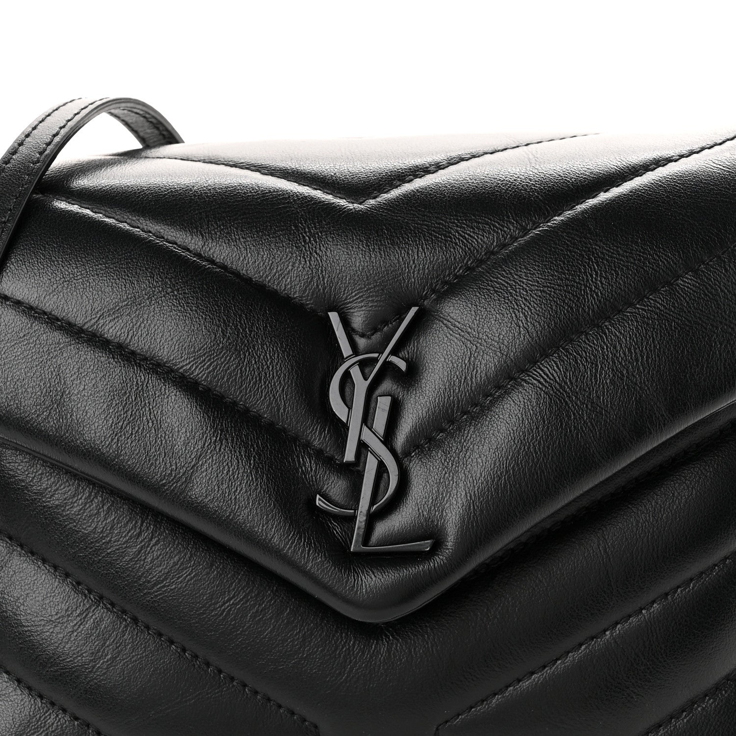 Saint Laurent Calfskin Y Quilted Monogram Monochrome Toy Loulou Crossbody Bag Black 8 of 10